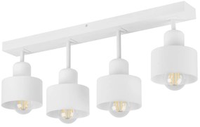 Biała lampa sufitowa, czteropunktowy spot DWE60x7WE z drewna i metalu