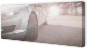 Obraz na płótnie Srebrne Auto w Mieście