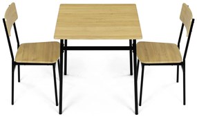 Zestaw jadalniany Industrial z 2 krzesłami, 70 x70 x 76 cm, dąb dziki