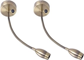 NETTLIFE Lampka ścienna LED do czytania Lampka do czytania Łóżko do montażu na ścianie 2 lampy łóżkowe na gęsiej szyi brąz 3W 3000K w kolorze miedzi 360°