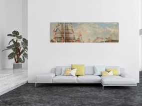 Obraz - Eugène Boudin, Festival in the Harbor of Honfleur, reprodukcje (170x50 cm)