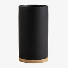 Uchwyt Na Szczoteczki Do Zębów Z Ceramiki I Bambusa Elvan Czarna - Sklum