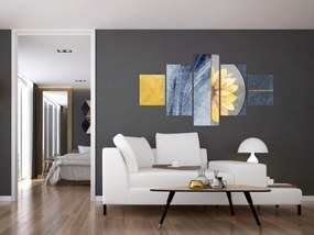 Obraz - Kształty i kwiat (125x70 cm)