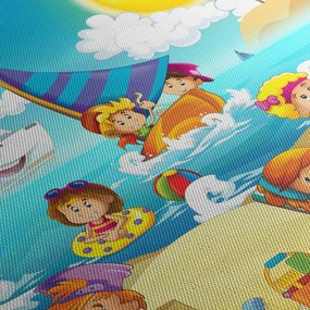 Obraz - Dzień na plaży (z zegarem) (90x30 cm)
