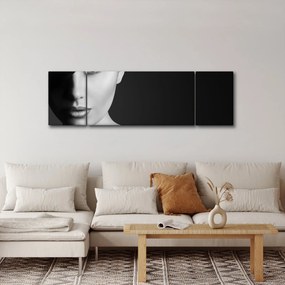 Obraz - Czarno - biały portret kobiety w kapeluszu (170x50 cm)