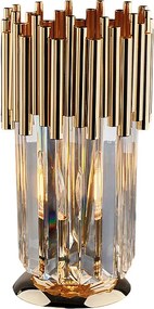 Lampa stołowa Ravel 1-punktowa z pozłacanego żelaza z kryształkami H.30 Ø16 BL268-LT-OR