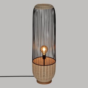 Lampa podłogowa boho Anea, rattan i metal, wys. 95 cm