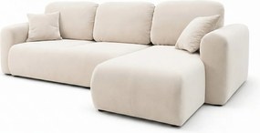 Stylowy narożnik rozkładany prawostronny BINGO L 245x148x87 cm w tkaninie Paros 1 beżowej