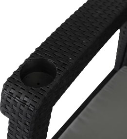 Sofa Ogrodowa FLINT Technorattan Czarna Trzyosobowa