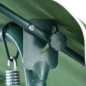 Outsunny Huśtawka ogrodowa 3-osobowa, Ławka huśtawka, Regulowany daszek przeciwsłoneczny, Stalowa konstrukcja, Zielony 170 x 110 x 153 cm