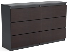 Duża komoda 6 SZUFLAD Szafka 120 cm ARIA Antracyt/Wenge