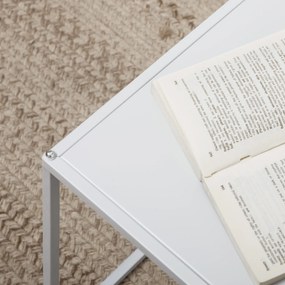 HOMCOM Zestaw Stolików Pomocniczych, Nowoczesne Stoliki, Oszczędność Miejsca, Solidny Stelaż Stalowy, Biały