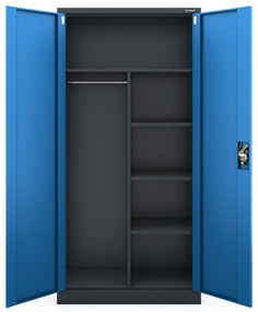 Szafa gospodarcza zamykana DAWID 900 x 1850 x 450 mm, antracytowo-niebieska