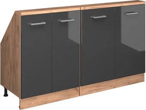 Szafka kuchenna na dach skośny antracyt wysoki połysk 140x46x81.6 r-line