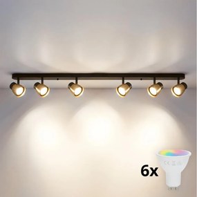 Brilagi - LED RGBW ściemnialna oprawa punktowa NUGGET 6xGU10/6W/230V czarna/złota