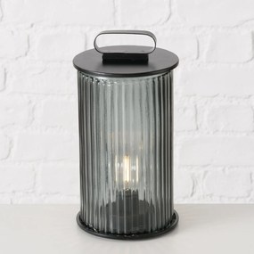 Czarny lampion SPARGO, ryflowane szkło