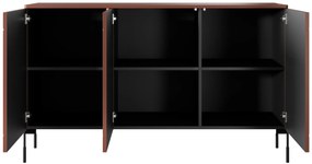 Komoda trzydrzwiowa Sonatia na metalowych nogach 150 cm - burgund