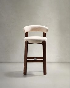 Beżowy/w ciemnym naturalnym kolorze hoker z litego drewna jesionowego (wysokość siedziska 75 cm) Granite – Kave Home