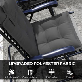 Outsunny Zestaw 2 Wodoodpornych Poduszek na Leżak Ogrodowy, Ciemnoszary 50x116x5 cm