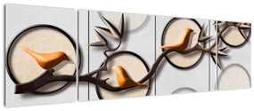 Malarstwo artystyczne - Ptaki na gałęzi (170x50 cm)