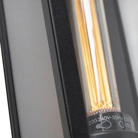 Nowoczesna prostokątna lampa ścienna zewnętrzna czarna ze szkłem - Rotterdam Long