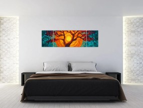 Obraz - Drzewo życia i słońce w mozaice (170x50 cm)