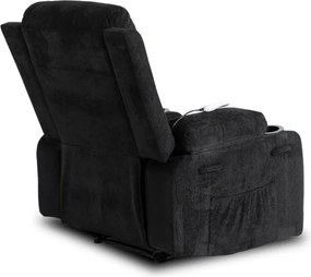 Fotel Masujący BOX 2 Rozkładany z Podnóżkiem Czarny Nowoczesny