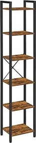 Wąski Regał Z 6 Półkami W Stylu Loft Rustykalny Brąz K2-H05