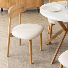 Krzesło Tapicerowane Drewniane ALVIN Dąb/Beż Nowoczesne