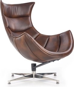 Brązowy fotel wypoczynkowy ze skóry Luxor
