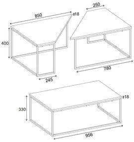 Stoliki z blatem w dekorze orzecha zestaw 3 szt. 70x110 cm Titan – Marckeric