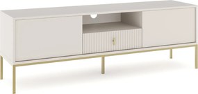 Szafka RTV do Salonu z Szufladą MARCOS 154 cm Kaszmir/Złoty Ryflowana Nowoczesna