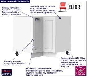 Dolna szafka kuchenna narożna biała - Pergio 24X 86 cm