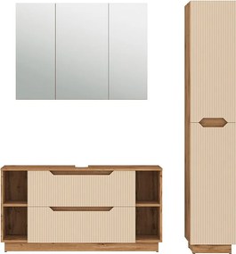 Zestaw mebli łazienkowych dąb/kaszmir w paski 119.2x35x62.5 lotta