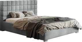 Emporius Aron nowoczesne łóżko 140x200 - tkanina welurowa, aksamitna - łóżko z pojemnikiem 140x200 do sypialni - jasny szary (Jasmine 90)