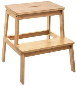 Taboret, stołek 2-stopniowy, bambusowy, pomocnik, drabinka