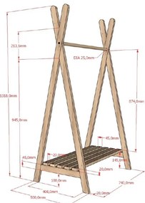 Wieszak dziecięcy z litego drewna dębowego w naturalnym kolorze 74x132 cm Forrest – Vipack