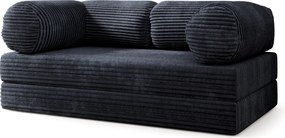 Masseno Sofa piankowa ALVIO z funkcją spania, Kanapa z pianki do salonu, Bezmontażowa, Tkanina sztruksowa – Czarny TILIA 100