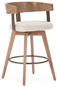 Kremowe/w naturalnym kolorze tapicerowane hokery zestaw z podłokietnikami 2 szt. Ilia – MOME