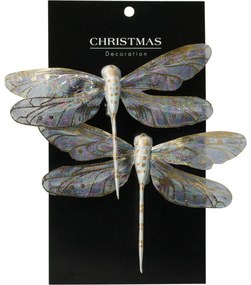 Zestaw ozdób świątecznych Ważka fioletowa, 13,5cm, 2 szt.