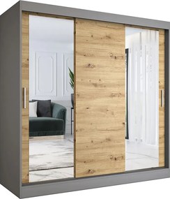 Szafa przesuwna antracyt + dąb artisan 200 cm M7-P21