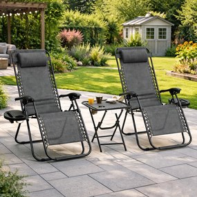 Zestaw 2 leżaków ogrodowych ze stolikiem Malibu TDC2503, kolor szary