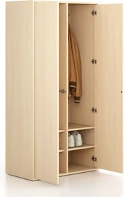 Szafka FRAME, 2 przedziały, 872 x 450 x 1735 mm, PUSH-lock, brzoza