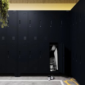 Szafa socjalna BHP ubraniowa 10-drzwiowa czarna: BARTEK 1360 x 1720 x 450 mm