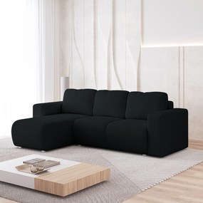 Masseno Narożnik RINOVA z funkcją spania i pojemnikiem na pościel Narozniki L, Rozkładana sofa - Czarny, QUELLE 100