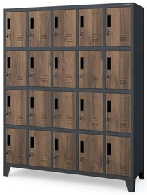 Szafa skrytkowa socjalna BHP antracytowa/ orzech: Eco Design ROBERT, 1360 x 1720 x 450 mm