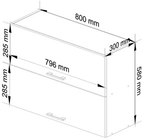 Szara nowoczesna górna szafka do kuchni 80 cm Lano 3X