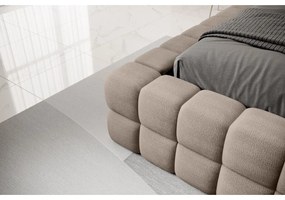 Jasnobrązowe tapicerowane łóżko dwuosobowe ze schowkiem ze stelażem 140x200 cm Dizzle – ELTAP