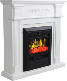 Kominek elektryczny wolnostojący - Z gzymsem - szer. 98 x gł. 26 x wys. 100,8 cm - Biały - OTEMANU