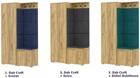 Nowoczesna garderoba do przedpokoju dąb craft + zieleń butelkowa - Fazo 4X